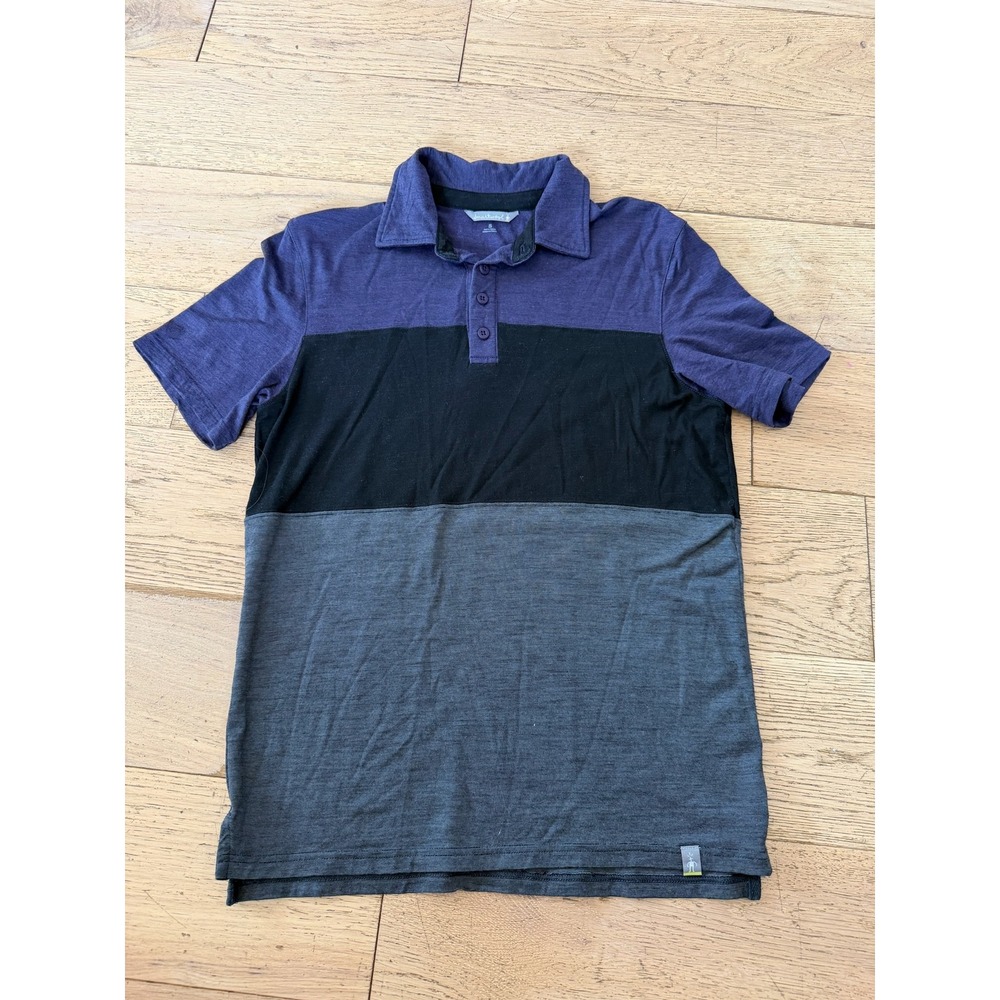 Smartwool Merino Wool Tencel Colorblock Polo Shirt Purple Black Grey S‎ (525)